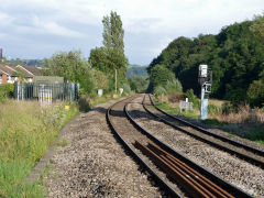 
GWR towards Newport, Tinplate Work to right, July 2011